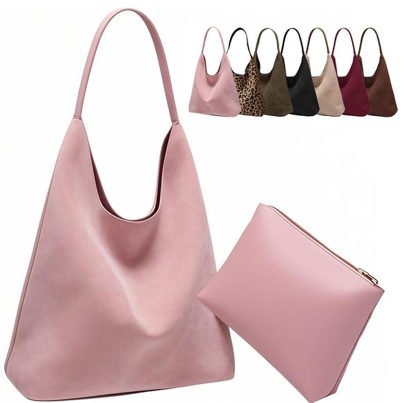 Large Work Tote Bags, 2025 Boho Slouchy Suede Purses Handbags Pink ^-^ - Picture 1 of 4
